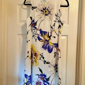Banana Republic Floral Cream Dress Size 6 Yellow Purple